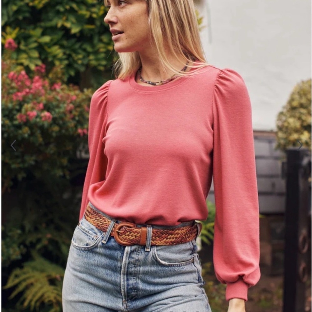 Marine Layer Lexi Rib Puff Sleeve Top